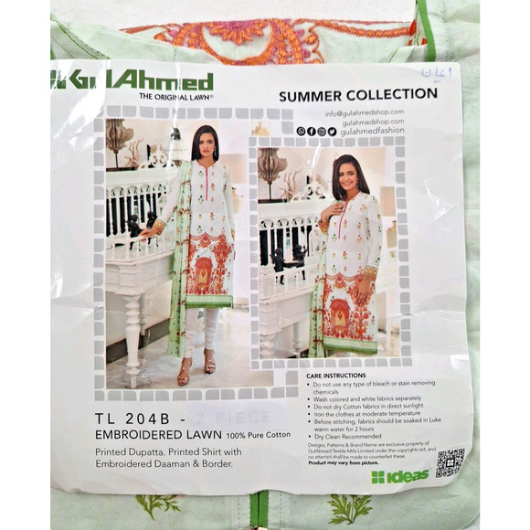 Gul Ahmed Embroidered Lawn 3-Piece Women's Size XL 100%Cotton - Picture 1 of 4